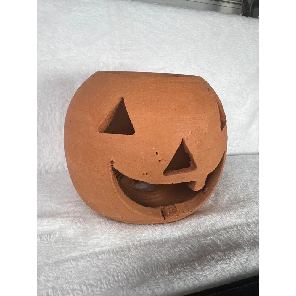 Unbranded Hand Made Jack-O-Lantern Pumpkin Luminary Unisex OS Terracotta Rustic